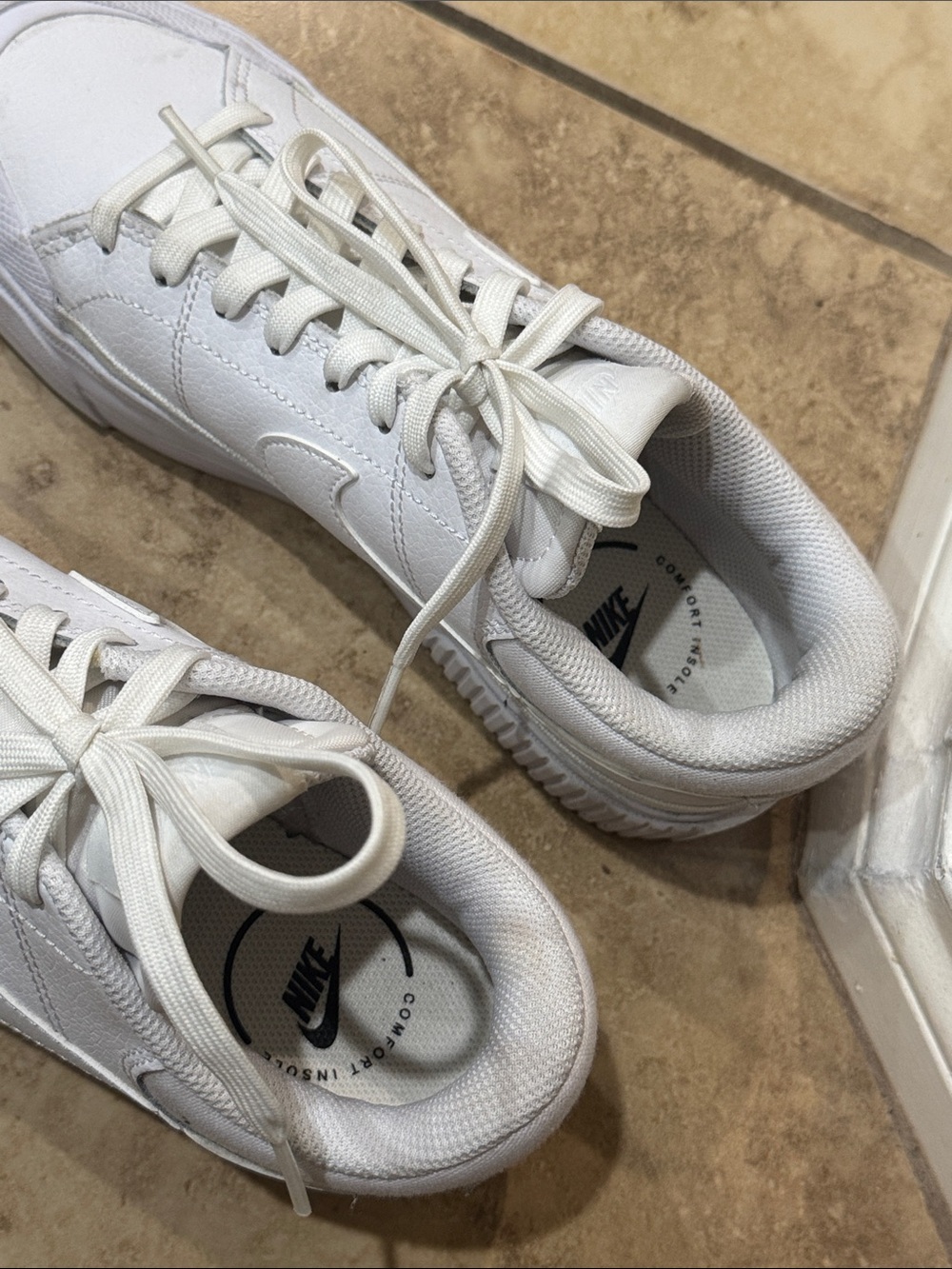 Nike Women’s All-White Low Platform Sneakers - Picture 2 of 5